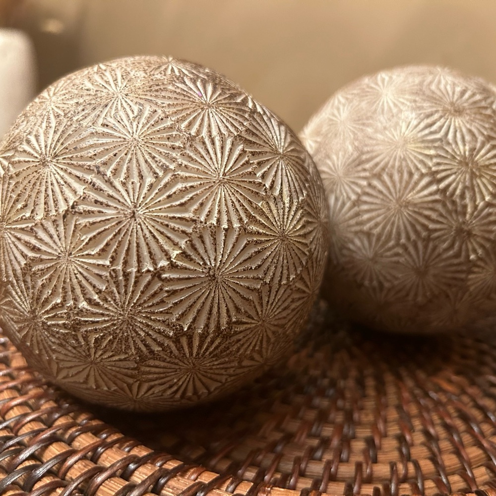 Decorative orbs - textured / patterned - set of 2